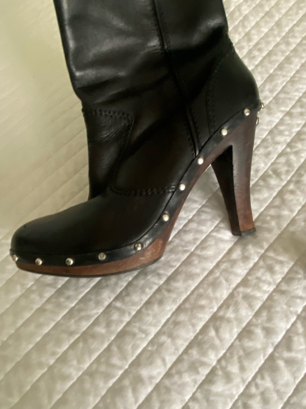 Michael Kors vintage Black Leather Studded High-Heel Booties Women's leather #8